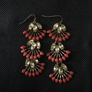 Stella & Dot dupe Red gem chandelier earrings
